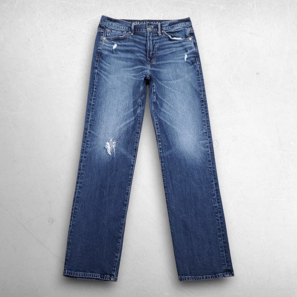 American Eagle Relaxed Straight Jeans Men 30x34 Blue Flex Denim Workwear Retro